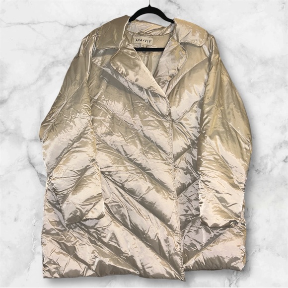 Ava & Viv Women's Plus Size Puffer Jacket Cream‎ Size 1X (276) - Picture 1 of 5